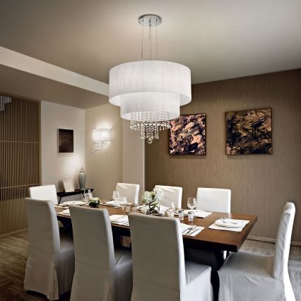 Ideal Lux - Araña de cristal OPERA 10xE27/60W/230V diá. 90 cm blanco