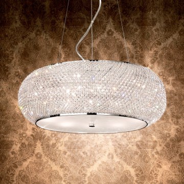 Ideal Lux - Araña de cristal PASHA 10xE14/40W/230V diá. 55 cm cromo brillante