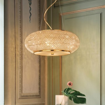 Ideal Lux - Araña de cristal PASHA 10xE14/40W/230V diá. 55 cm dorado