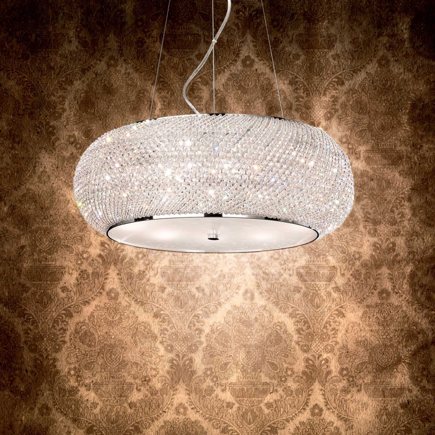 Ideal Lux - Araña de cristal PASHA 14xE14/40W/230V diá. 65 cm cromo brillante