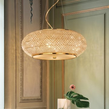 Ideal Lux - Araña de cristal PASHA 14xE14/40W/230V diá. 65 cm dorado