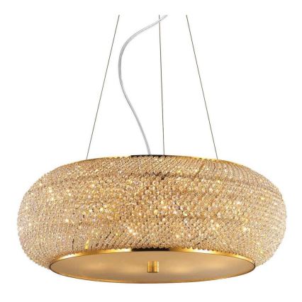 Ideal Lux - Araña de cristal PASHA 14xE14/40W/230V diá. 65 cm dorado