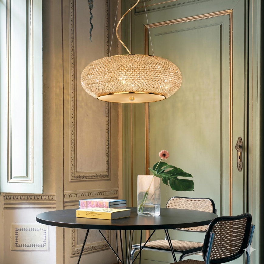 Ideal Lux - Araña de cristal PASHA 14xE14/40W/230V diá. 65 cm dorado