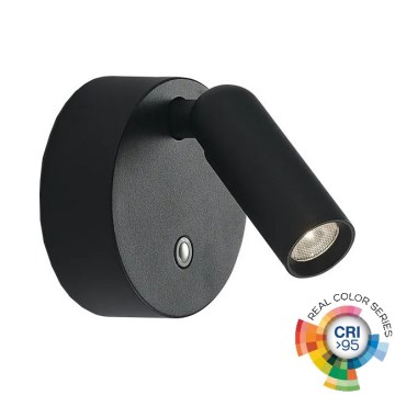 Ideal Lux - Foco de pared LED recargable con control táctil y regulable BEAN LED/3W/5V 2200 mAh CRI 95 negro