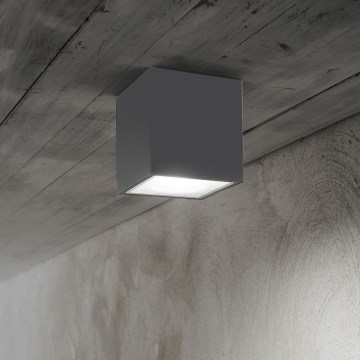Ideal Lux - Foco exterior TECHO 1xGU10/20W/230V 15x15 cm IP54 antracita