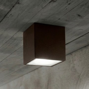 Ideal Lux - Foco exterior TECHO 1xGU10/20W/230V 9x9 cm IP54 marrón