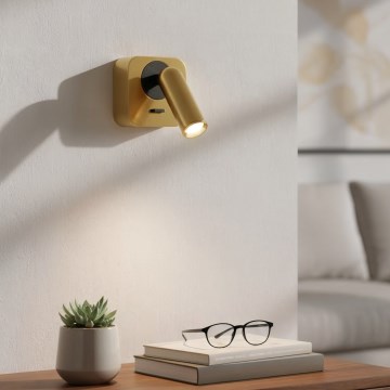 Ideal Lux - Foco LED de pared BEAN LED/3W/230V CRI 90 dorado