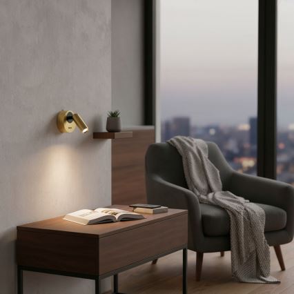 Ideal Lux - Foco LED de pared BEAN LED/3W/230V CRI 90 latón