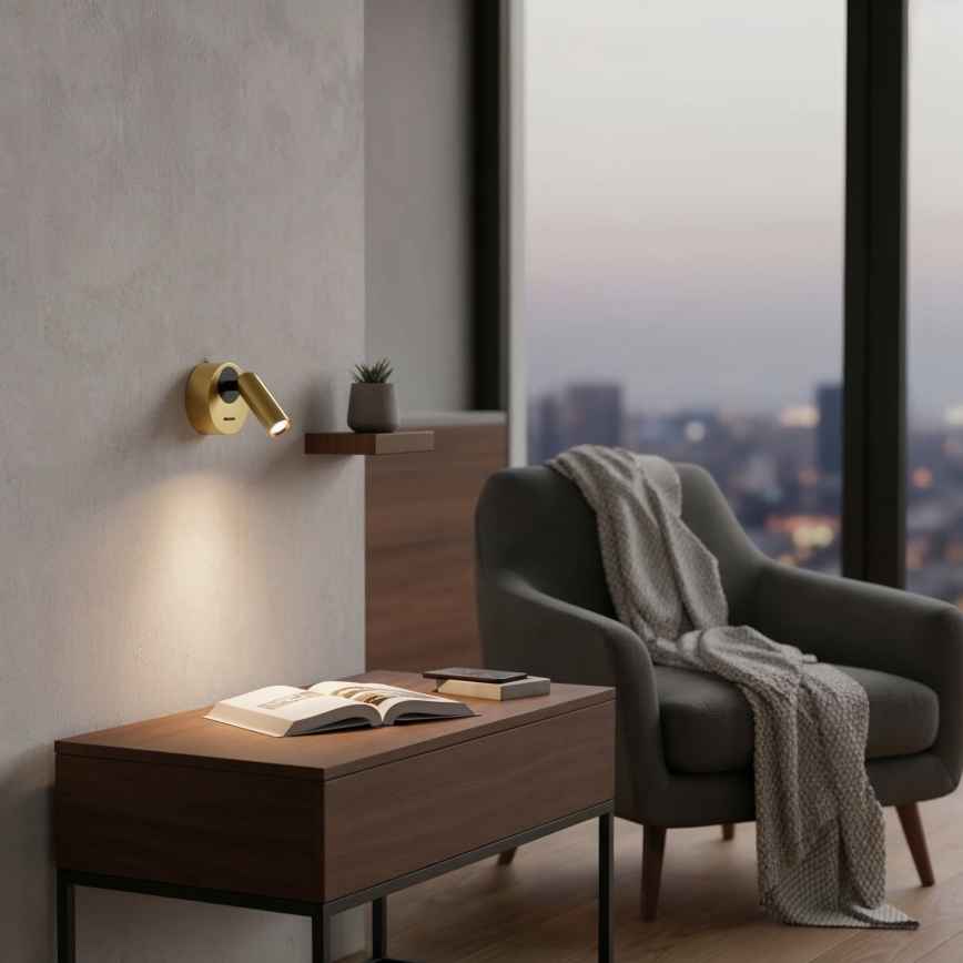 Ideal Lux - Foco LED de pared BEAN LED/3W/230V CRI 90 latón