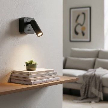 Ideal Lux - Foco LED de pared BEAN LED/3W/230V CRI 90 negro