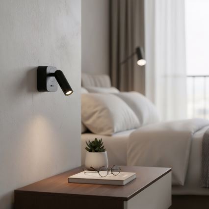 Ideal Lux - Foco LED de pared BEAN LED/3W/230V CRI 90 negro