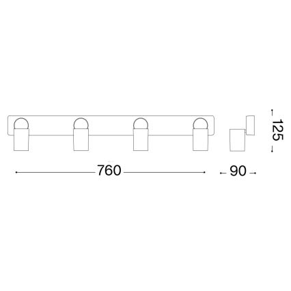 Ideal Lux - Foco LED RUDY 4xGU10/7W/230V CRI 90 negro