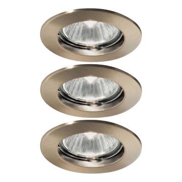 Ideal Lux - Juego de 3 luminarias empotrables JAZZ 1xGU10/50W/230V, Ø 7,7 cm, acabado bronce