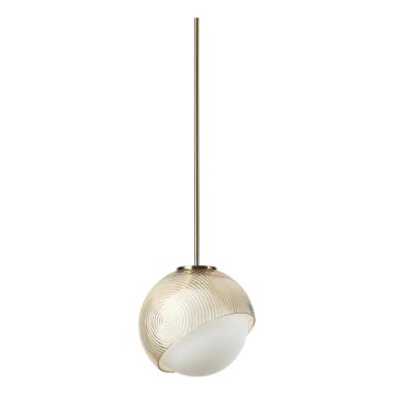 Ideal Lux - Lámpara colgante con cable BLOOM 1xE27/42W/230V Ø 17 cm dorado/beige ahumado