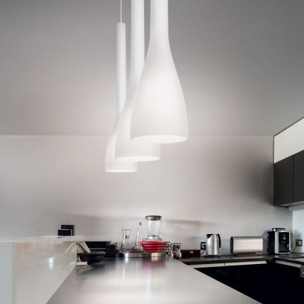 Ideal Lux - Lámpara colgante con cable FLUT 1xE14/40W/230V diámetro 10,5 cm blanca