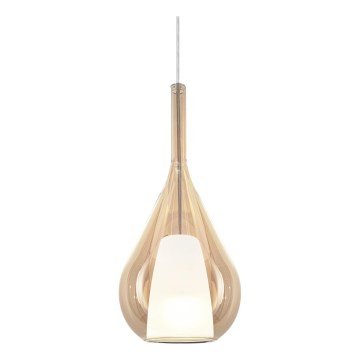 Ideal Lux - Lámpara colgante con cable KALIQUE 1xE27/42W/230V diámetro 18 cm beige ahumado