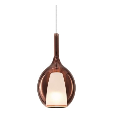 Ideal Lux - Lámpara colgante con cable KALIQUE, 1xE27/42W/230V, Ø 18 cm, acabado cobre ahumado