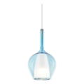Ideal Lux - Lámpara colgante con cable KALIQUE 1xE27/42W/230V Ø 18 cm azul ahumado