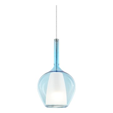 Ideal Lux - Lámpara colgante con cable KALIQUE 1xE27/42W/230V Ø 18 cm azul ahumado