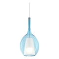 Ideal Lux - Lámpara colgante con cable KALIQUE 1xE27/42W/230V Ø 18 cm azul ahumado
