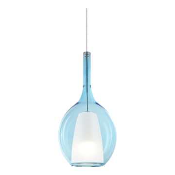 Ideal Lux - Lámpara colgante con cable KALIQUE 1xE27/42W/230V Ø 18 cm azul ahumado