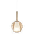 Ideal Lux - Lámpara colgante con cable KALIQUE 1xE27/42W/230V Ø 18 cm beige ahumado