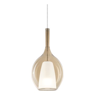 Ideal Lux - Lámpara colgante con cable KALIQUE 1xE27/42W/230V Ø 18 cm beige ahumado