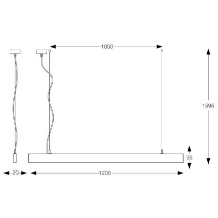 Ideal Lux - Lámpara colgante con cable LINUS LED/32W/230V 3000K IRC 90 120 cm blanca