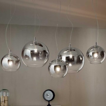 Ideal Lux - Lámpara colgante con cable NEMO PLUS 5xE27/42W/230V cromo brillante/gris ahumado
