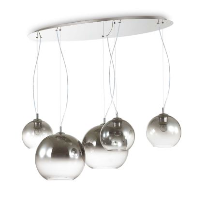 Ideal Lux - Lámpara colgante con cable NEMO PLUS 5xE27/42W/230V cromo brillante/gris ahumado