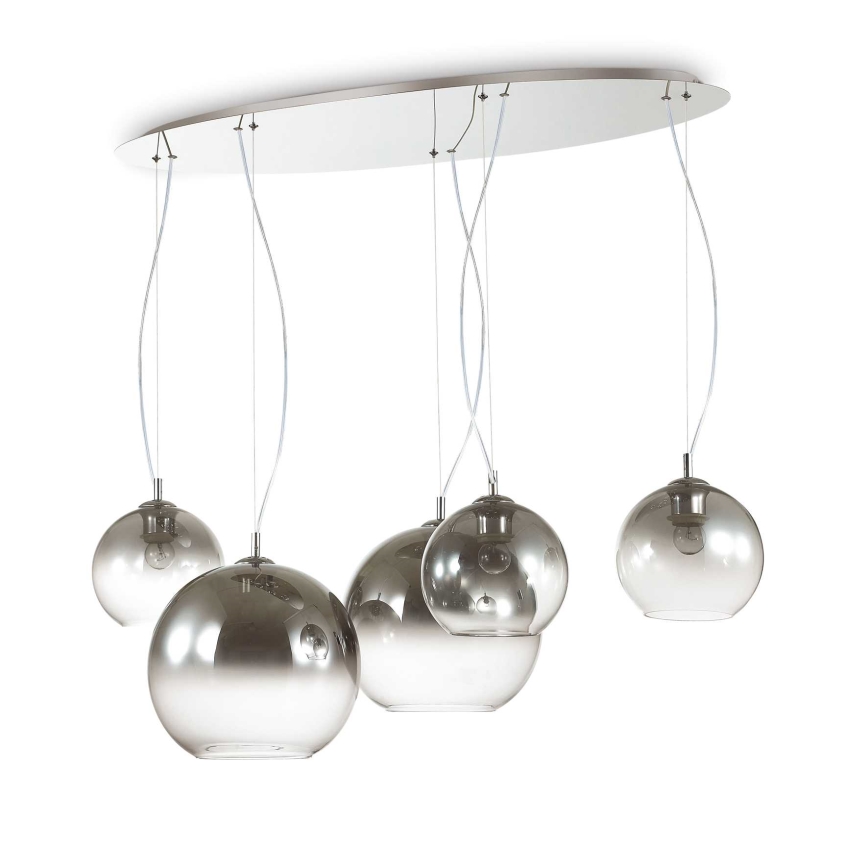 Ideal Lux - Lámpara colgante con cable NEMO PLUS 5xE27/42W/230V cromo brillante/gris ahumado