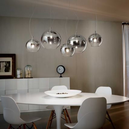 Ideal Lux - Lámpara colgante con cable NEMO PLUS 5xE27/42W/230V cromo brillante/gris ahumado