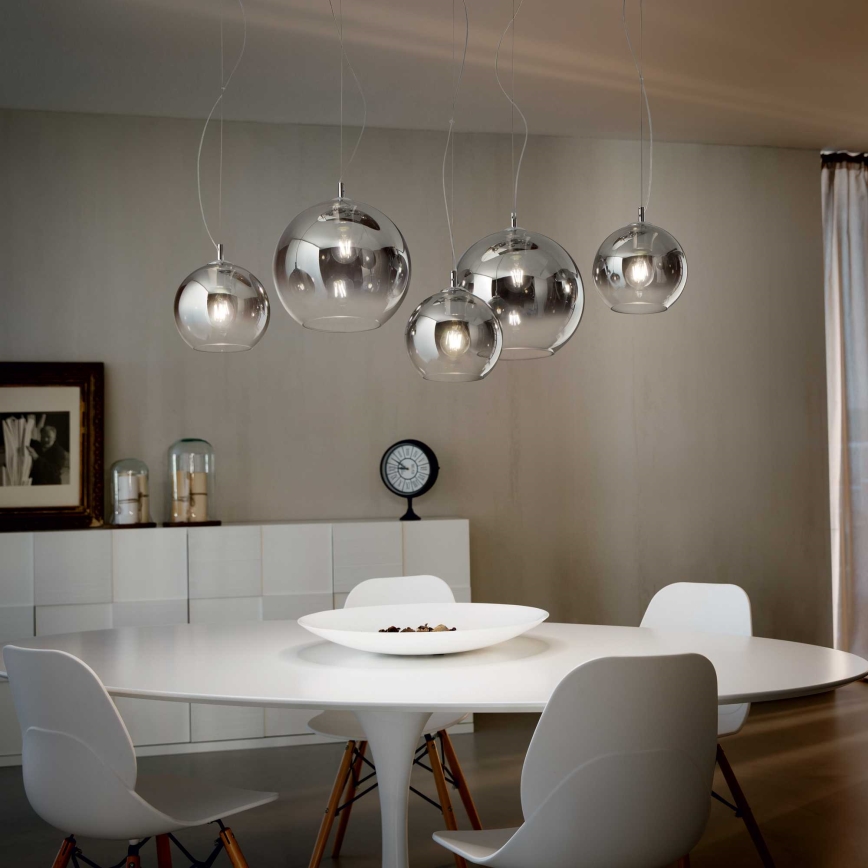 Ideal Lux - Lámpara colgante con cable NEMO PLUS 5xE27/42W/230V cromo brillante/gris ahumado