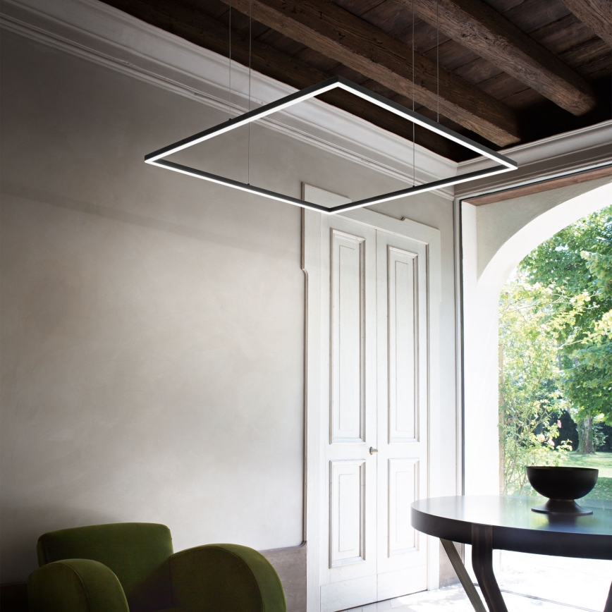 Ideal Lux - Lámpara colgante con cable ORACLE SLIM LED/33W/230V 3000K CRI 90 50x50 cm negra