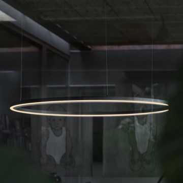 Ideal Lux - Lámpara colgante con cable ORACLE SLIM LED/37W/230V 4000K CRI 90 Ø 70 cm negra