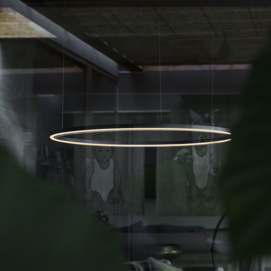 Ideal Lux - Lámpara colgante LED con cable ORACLE SLIM LED/83W/230V 2700K IRC 90 Ø 150 cm negra