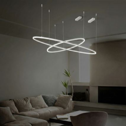 Ideal Lux - Lámpara colgante con cable ORACLE SLIM LED/83W/230V 3000K CRI 90 Ø 150 cm blanca