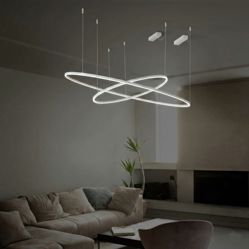 Ideal Lux - Lámpara colgante con cable ORACLE SLIM LED/83W/230V 3000K CRI 90 Ø 150 cm blanca
