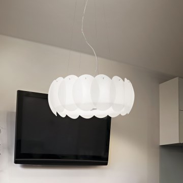 Ideal Lux - Lámpara colgante con cable OVALINO 5xE27/60W/230V, Ø 44 cm, blanca