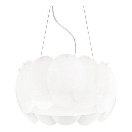 Ideal Lux - Lámpara colgante con cable OVALINO 5xE27/60W/230V, Ø 44 cm, blanca