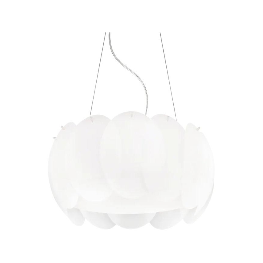 Ideal Lux - Lámpara colgante con cable OVALINO 5xE27/60W/230V, Ø 44 cm, blanca