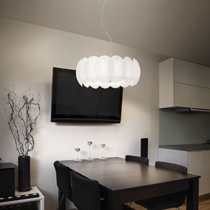 Ideal Lux - Lámpara colgante con cable OVALINO 5xE27/60W/230V, Ø 44 cm, blanca