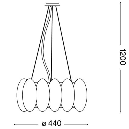 Ideal Lux - Lámpara colgante con cable OVALINO 5xE27/60W/230V, Ø 44 cm, blanca