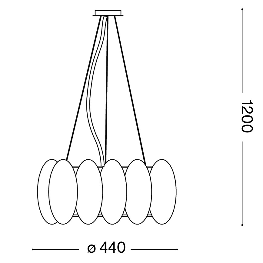 Ideal Lux - Lámpara colgante con cable OVALINO 5xE27/60W/230V, Ø 44 cm, blanca