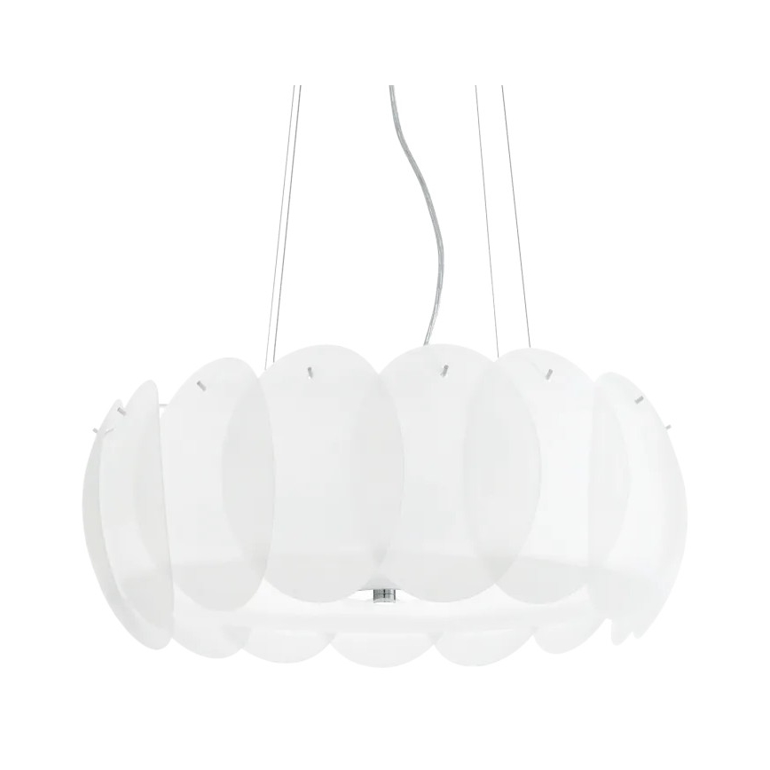 Ideal Lux - Lámpara colgante con cable OVALINO 8xE27/60W/230V, diámetro 55 cm, blanca