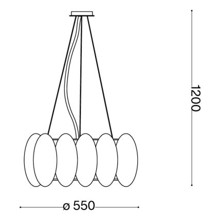 Ideal Lux - Lámpara colgante con cable OVALINO 8xE27/60W/230V, diámetro 55 cm, blanca