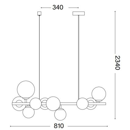 Ideal Lux - Lámpara colgante LED con cable PERLAGE 10xG9/3W/230V 81 cm dorado/beige ahumado