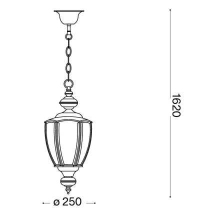 Ideal Lux - Lámpara colgante con cadena 1 x casquillo E27/60W/230V, diámetro 25 cm, cromado brillante