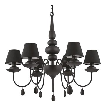 Ideal Lux - Lámpara colgante con cadena BLANCHE 6xE14/4W/230V diá. 75 cm negro
