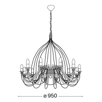 Ideal Lux - Lámpara colgante con cadena CORTE 12xE14/40W/230V diá. 95 cm cobre